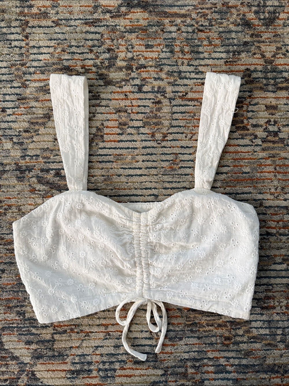 Polly Princess White Eyelet Ruched Top